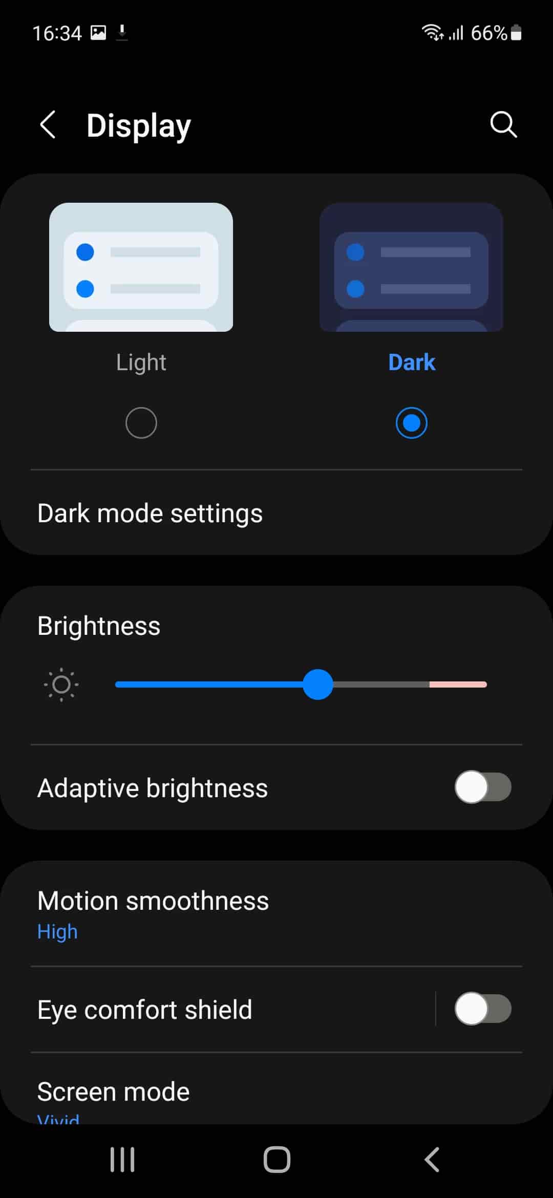 display dark mode s21 fe